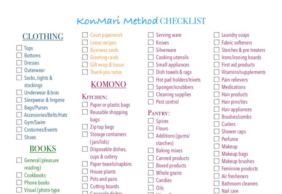 Dixon KonMari Checklist Screenshot