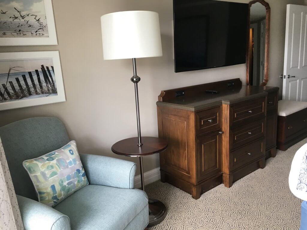DVC BCV: So much to love about our one bedroom villa at Disney's Beach Club Resort master bedroom sitting area with television