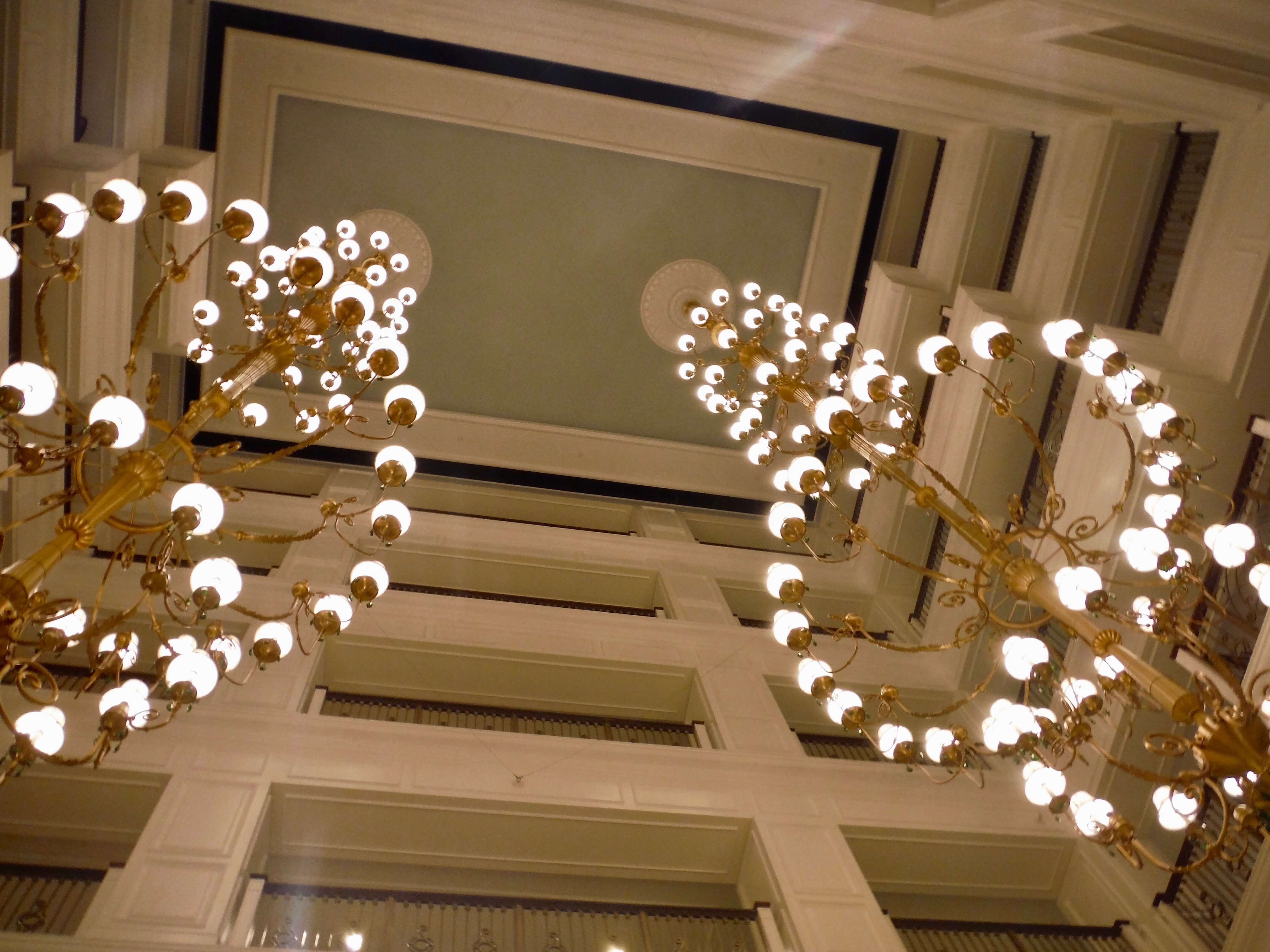 DVC GFV lobby chandeliers looking up