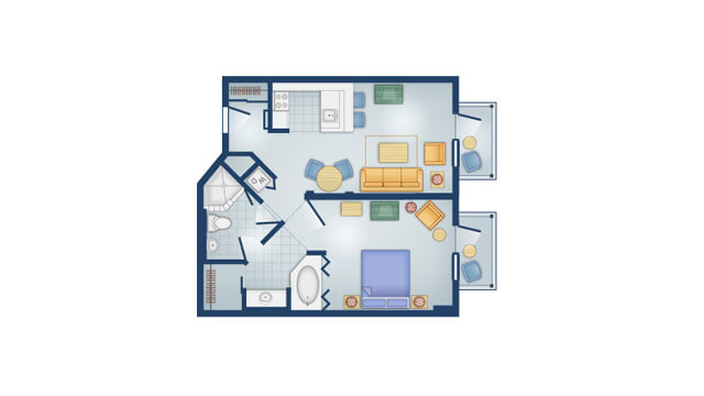 Boardwalk One Bedroom Villas Floorplan